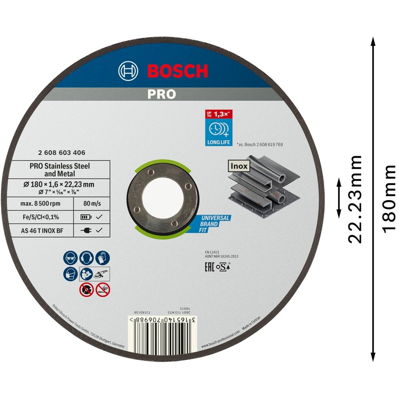 Bosch 2608603406 Expert for INOX-Rapido Straight Cutting disc