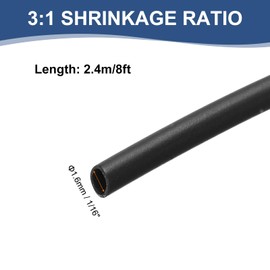 MECCANIXITY 1/16 Inch Heat Shrink Tubing, 3:1 Waterproof Adhesive Marine Grade Heat Shrink Wrap Tube for Wires, 8ft, Black