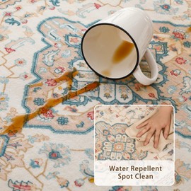 MINIDEAR 8'x10' Area Rugs for Living Room, Washable Rugs for Bedroom Non Slip Vintage Rugs with Floral Print Carpet Mat for Home