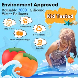 Reusable Water Balloons Refillable for Kids: Soft Tomatoes Material Self Sealing for Outdoor Activities - Summer Pool Beach Water Bomb for Boys Girls 3-12 Years (12Pack)