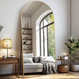 Anpark Gold Arched Oversized Mirror Full Length with Stand 34" x 76" Large Full Body Dressing Standing Floor Mirror for Bedroom Wall Mounted Mirror for Living Room Home Decor