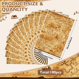 Pajean 100 Pcs Pirate Gift Bags Bulk Treasure Map Goodie Bags Nautical Candy Bags Pirate Cellophane Bags Pirate Treat Bags Treasure Plastic Bags for Nautical Pirate Themed Birthday Party Supplies