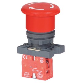 Dayton 30G252 E-Stop Push Button, Non-Ill, 22Mm, 1Nc, Red