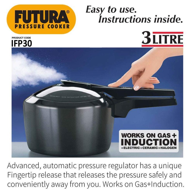 Futura Hawkins 3-Litre Hard Anodized Induction Compatible Pressure Cooker, Small,