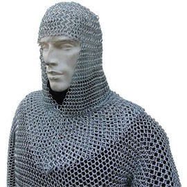 Medieval Chain Mail Shirt and Coif Armor Set And Shirt (LARGE)