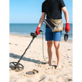 Sand Scoop & Shovel Set for Metal Detecting – Beach Sand Sifter, Treasure Hunting & Shell Collecting Digging Tools, Durable Metal Detector Accessories for Kids & Adults, Black