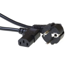 ACT IEC Cable 2 m, C13 Cable, PC Power Cable, CEE 7/7 to C13 3 Pin - Protective Contact and C13 Plug Angled - AK5018 Black