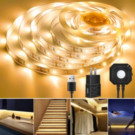 Motion Activated LED Strip Lights, 9.8ft Under Bed Light LED Strips Motion Sensor Bedside Lamp Illumination with Automatic Shut-Off Timer, Smart Night Light for Bedroom Home Hallway(3000K Warm White)