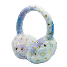 IHCEMIH Earmuffs for Girls Adjustable Ear Muff Winter Faux Fur Ear Warmers Bronzing Gold Heart Star Ear Cover for Kids Blue