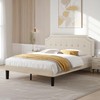 VECELO Queen Upholstered Platform Bed Frame with Adjustable Button Stitched