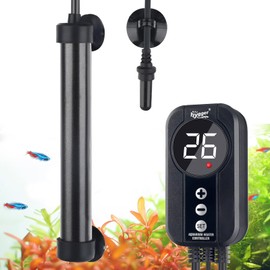hygger Titanium Aquarium Heater,50W Submersible Aquarium Heater Saltwater Aquarium Heater with Digital Display,Titanium Fish Tank Heater for 38-57L Saltwater and Freshwater Aquariums