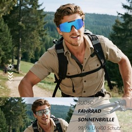 suoso Cycling Glasses Men Women Self-Tone Sunglasses Photochromatic UV400 Protection MTB Bicycle Sports Quick Glasses for Road Bike, Running, Beach, Hiking, Fishing, Elastic Black/Gold