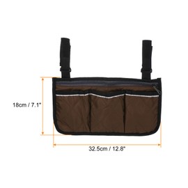 PATIKIL Chair Armrest Organizer, Waterproof Beach Chair Hanging Storage Pouch Arm Rest Magazine Snack Bag with 4 Pockets for Camping Outdoors, Coffee