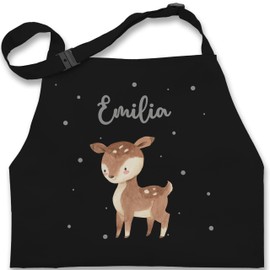 Geschenk mit Namen personalisiert by Shirtracer - Children's Apron for Boys and Girls - Cute Deer, 4 Black