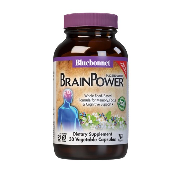 Bluebonnet Nutrition Brain Power – Whole Food-Based Nootropic Blend - For Brain Health - Bacopa, Lions Mane, Blueberry & More - Non-GMO, Vegan - Free of Gluten, Soy & Stimulants - 30 Vegetable Capsule