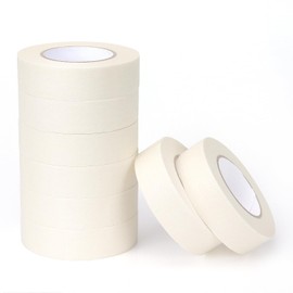 LONGKEY White Masking Tape 8 Rolls, 0.7 Inch x 20 Yards, Premium Quality, Multi-Purpose, Painter’s Tape for Home, Office & DIY Projects