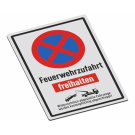 SCHILDER Systeme Information Signs - Keep Fire Access Free - 3 mm Aluminium Dibond Sign - 30 x 20 cm - Waterproof and Weather-Resistant for Outdoor Use - Rustproof - Made in Austria