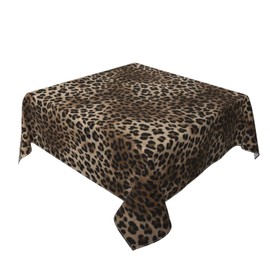 Leopard Tablecloth 54 x 54 Inch Square, Brown Cheetah Leopard Print Table Cloth, Animal Skin Antelope Tablecloths Farmhouse Decorative for Home Kitchen Dining Party