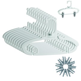 Truelux Infant Hangers (Pack of 10, Green), Adjustable Kids Hangers with 10 Clips for Infant Children Toddler, Durable Plastic Non-Slip Baby Clothes Hangers for Nursery Closet