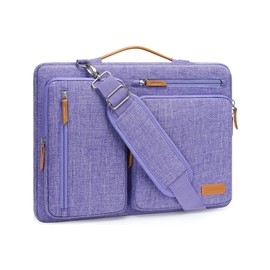 MOSISO 360 Protective Laptop Shoulder Bag,13 inch Computer Bag Compatible with MacBook Air 13 inch M3 M2 M1 2024-2018/Pro 13 inch 2024-2016,Side Open Messenger Bag with 4 Zipper Pockets&Handle, Purple