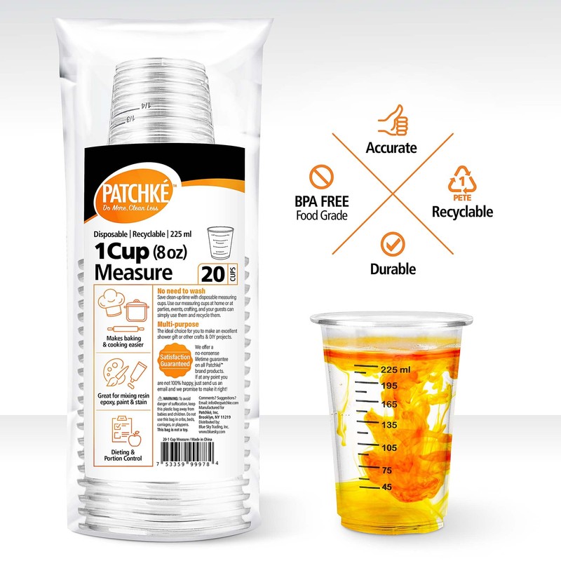 Disposable Measuring Cups For Resin 8 Oz - Clear Plastic