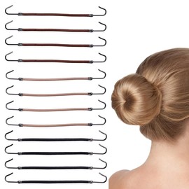 KEQAR Pack of 12 Hair Tie Hooks, Open Ponytail Hooks, Hair Bands with Hooks, Ponytail Hooks, Hair Clips for Women and Girls (Three Colours)