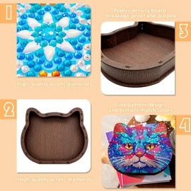 MEDOYOH DIY Diamond Art Jewelry Storage Box, Diamond Painting Craft Storage Container Ornaments for Adults and Kids, Cat