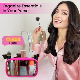DANCOUR Clear Makeup Bag Mini Makeup Bag for Purse Mini Bag Pouch Purse Clear Pouch Small Cosmetic Bag for Purse Cosmetic Pouch Clear Cosmetic Bag Travel Case Mini Pouch Travel Cosmetic Case, Hot