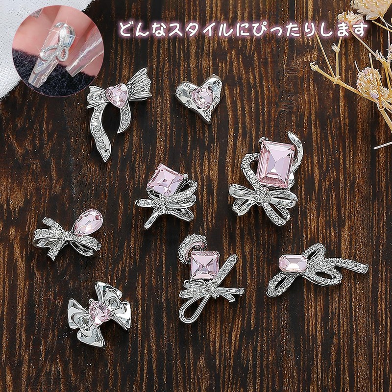 Sucodver Nail Parts Bowknot Rhinestone 3D Small Large Glitter Mix