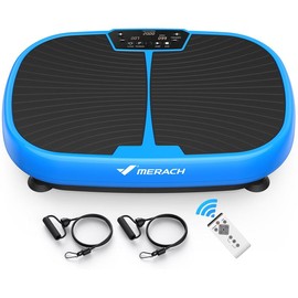 MERACH EMS Vibration Plate Exercise Machine, Lymphatic Drainage Machine, Whole Body Workout Vibration Platform for Wellness and Fitness - Color: Blue