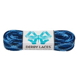 Derby Laces Blue Camouflage Waxed Skate Lace for Roller Derby, Hockey Skates, and Boots (120 Inch / 305 cm)