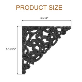 sourcing map 16pcs Vintage Flat Corner Bracket 2"x2" Decorative Plastic Desk Corner Protector with Screw for Box Cupboard Decorative Furniture Black