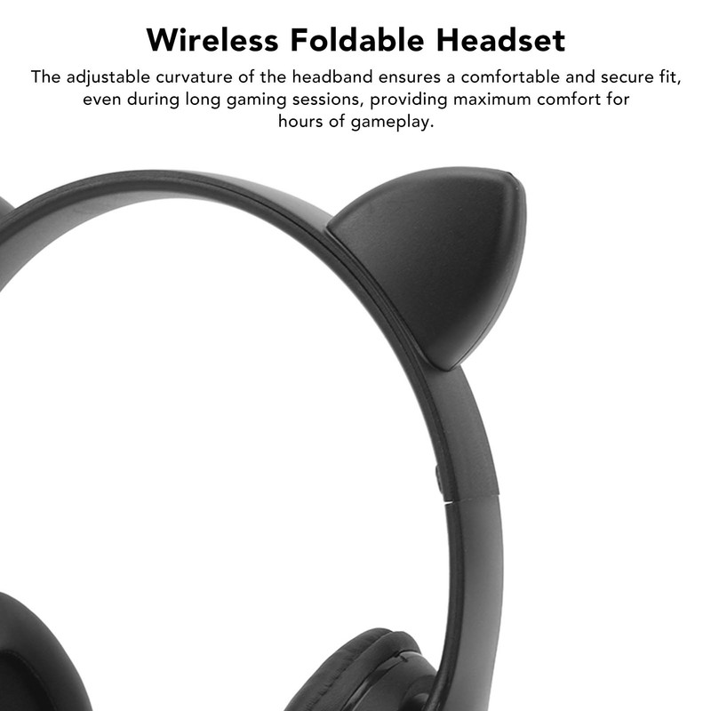P47M Wireless Headphone Cute Cartoon Cat Ear LED Light 400mAh