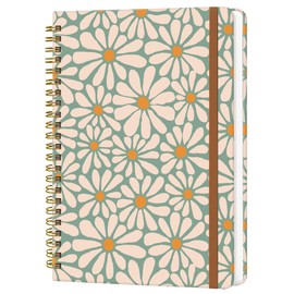 WLPFSAHF Spiral Journal Notebook for Women, Hardcover A5 College Ruled Notebook, 120 Pages, Thick Paper, Cute Lined Journal for School, Office & Work, 6 x 8.4 in(Retro Green Floral)