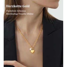 FEITENGU Women's Stainless Steel Gold Plated Delicate Pendant Necklace, Gold