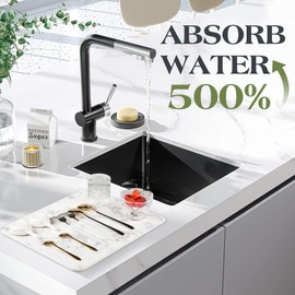 AOTASO 12x16 inch Marble Stone Drying Mat for Kitchen Counter Super Absorbent Dish Drying Mat Diatomaceous Earth Quick Dry Dish Mat（1 Pc ）