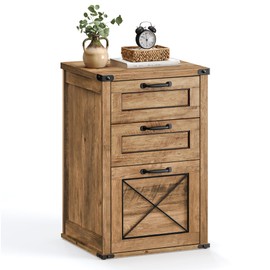 VASAGLE File Cabinet, Filing Cabinet with 3 Drawers, Printer Stand, Fit A4, Letter Size, Hanging File Folders, Modern Farmhouse Style, for Home Office, Honey Brown UOFC054T41