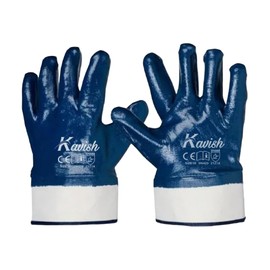 Kavish Blue Safety Work Gloves.Waterproof Oil Resistant glove for Petrochemical&Fuel,Chemical related,Nitrile coated Large (Blue-6 Pairs)