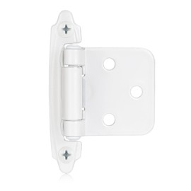 Vallecloud 4 Pack (2 Pair) White Self Closing Cabinet Hinges for Kitchen Cabinet Door, 1/2" Overlay (Variable) Semi Concealed Kitchen Cabinet Hinges