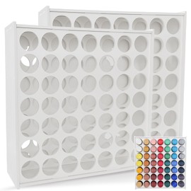 Anmboor 2pack Acrylic Paint Organizer 49 Holes Craft Paint Storage for for Apple Barrel, Folkart 2oz Craft Paints