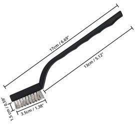 Belle Vous Mini Stainless Steel Wire Brush (15 Pack) - Scratch Bristles with Curved Plastic Handle & Hanging Hole - Brushes For Cleaning Masonry, Stove, Sink, Metal Work, Welding Slag, Rust & Dust