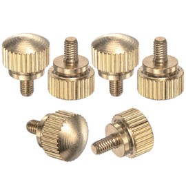 M METERXITY 6-Pack Knurled Thumb Screws, M3x5mm Solid Brass Flat Head Knobs Bolts with Shoulder Grip Fasteners for Eye Glass Screws/PC Computer, Thumbscrew Threaded Knurled Tip