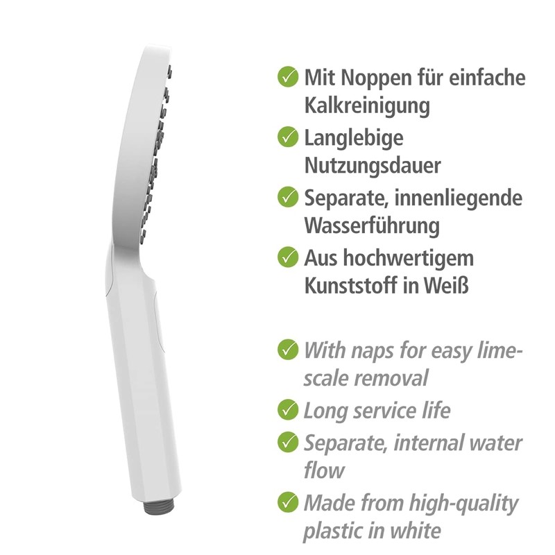 WENKO Shower Head Design, White, Durable Universal Hand Shower, Stylish