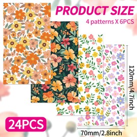 beinkmake 24Pcs Polymer Clay Transfer Paper Boho Floral Water Transfer Paper for Polymer Clay Earrings Jewelry Making DIY Crafts 4 Design 2.7×4.7inch