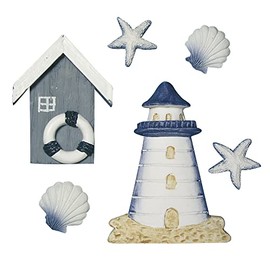Rayher Hobby Rayher Maritime Streuteile Strandhaus, aus Polyresin, 6 Stück, 2 – 8 cm, perfekt für maritime Dekorationen, 8606700