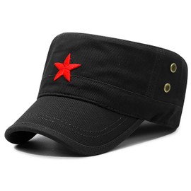 COOLSOME Vintage Fatigue Red Star Mao Army Military Hat - green - One size