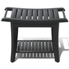 Bamboo Shower Stool Bench Waterproof with Storage Shelf for Shaving
