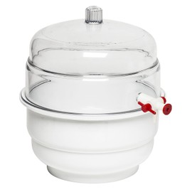 SP Bel-Art "Space Saver" Polycarbonate Vacuum Desiccator with White Polypropylene Bottom; 0.31 cu. ft. (F42025-0000)