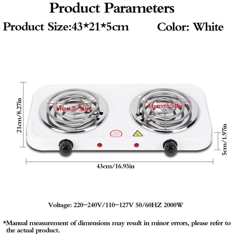 Compact and Portable Countertop Burner- Countertop Double Coiled Burner 2000