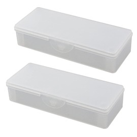 Tighall 2PCS Large Capacity Pencil Box Plastic Pencil Case Plastic Stationery Case with Hinged Lid and Snap Rectangle Storage Case Containers Box for Nail Accessories, Crafts, Screws(Frosted White)